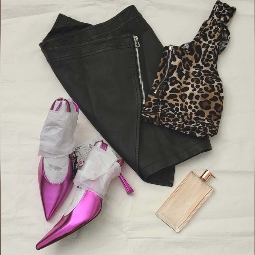 ZARA metallic pink heels